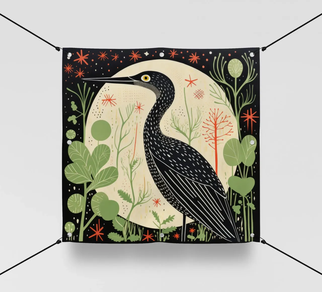Airone Verde 1 telo in pvc da Minimal Animal Art