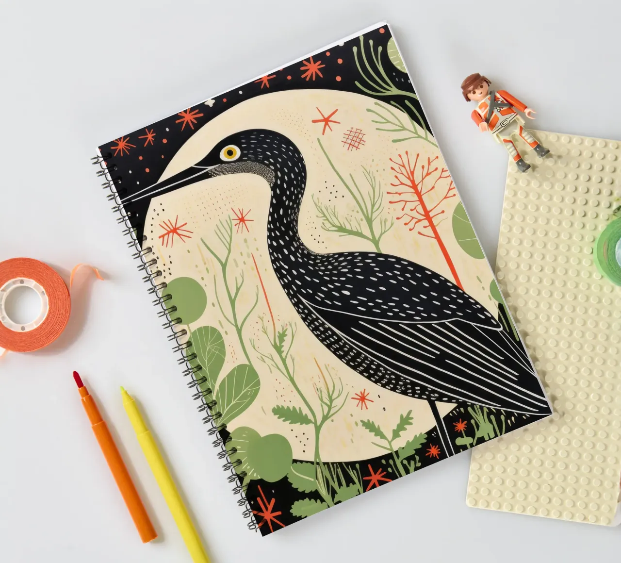 Green Heron 1 spiral notebook by Minimal Animal Art