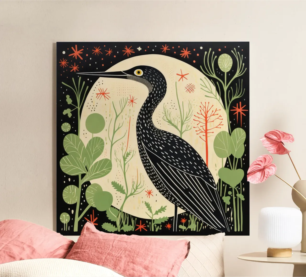 Airone verde plexiglass da Minimal Animal Art