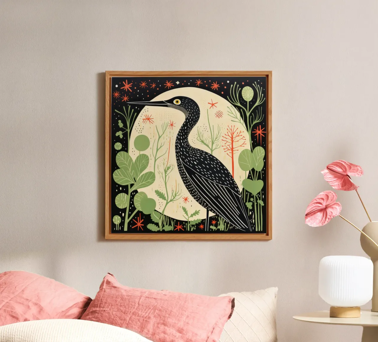 Groene Reiger 1 forex-plaat van Minimal Animal Art