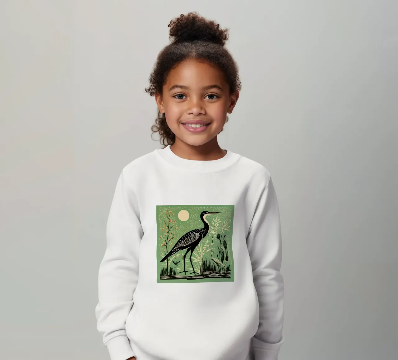 Airone Verde 2 felpa bambino da Minimal Animal Art