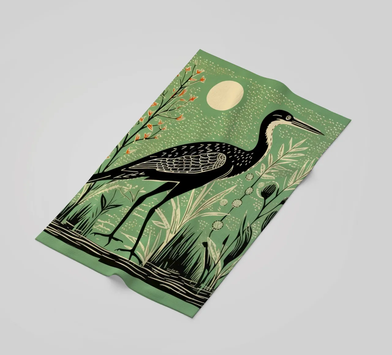 Airone Verde 2 telo mare da Minimal Animal Art