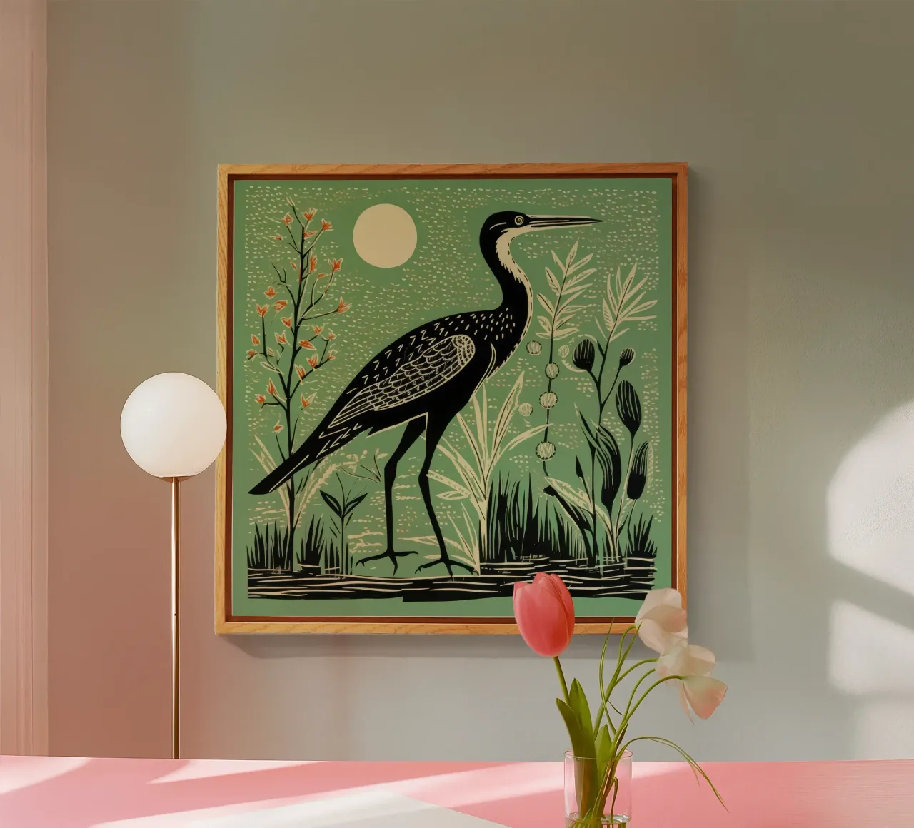 Airone verde plexiglass da Minimal Animal Art