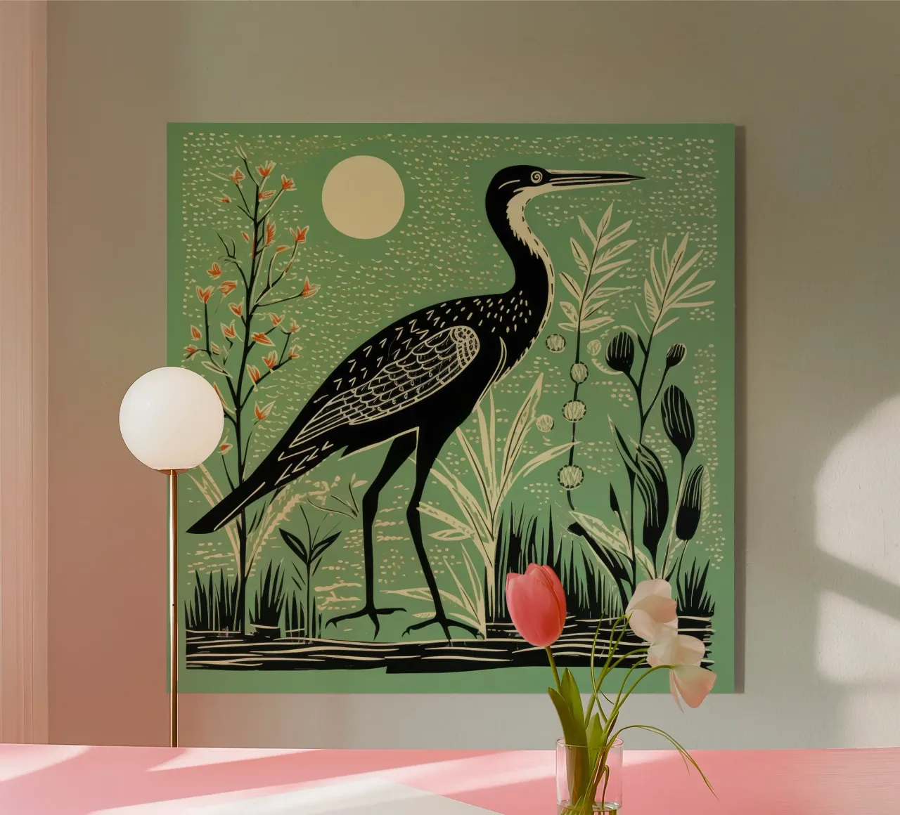 Airone verde plexiglass da Minimal Animal Art