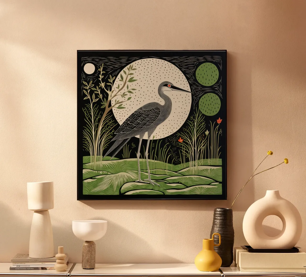 Airone verde plexiglass da Minimal Animal Art