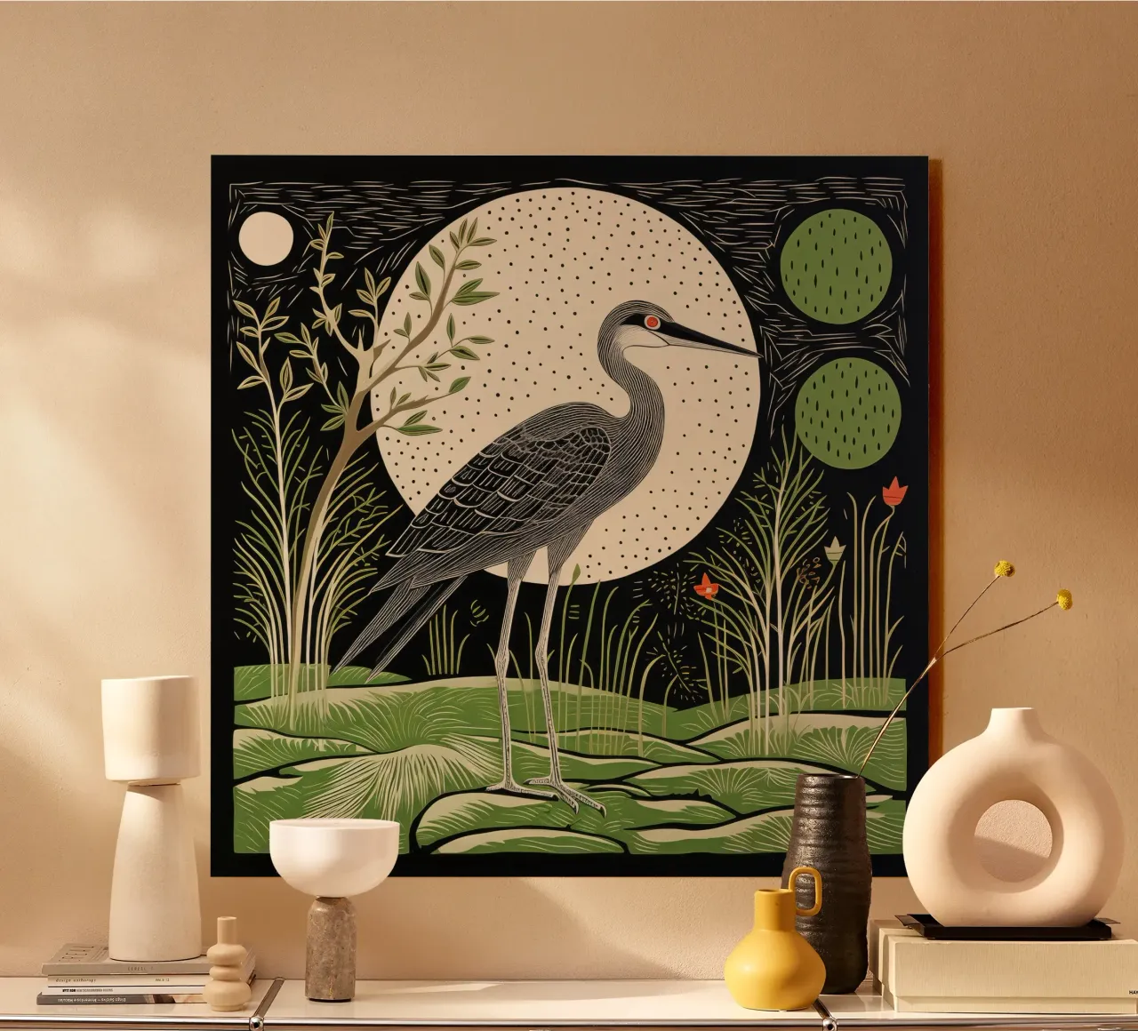 Garza verde 3 metacrilato de Minimal Animal Art