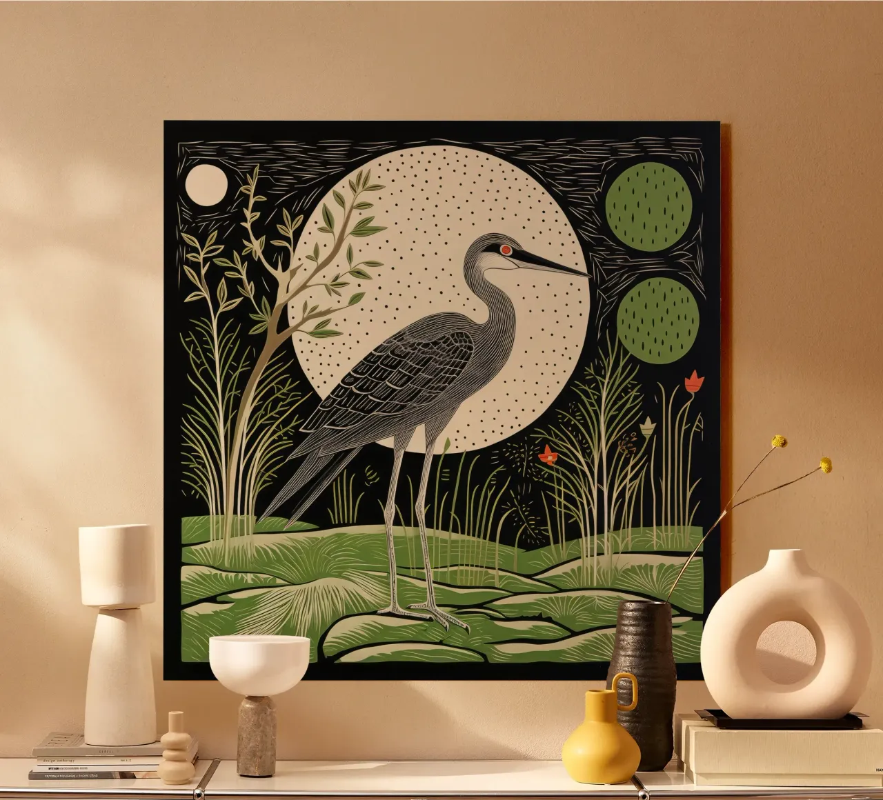 Airone verde plexiglass da Minimal Animal Art