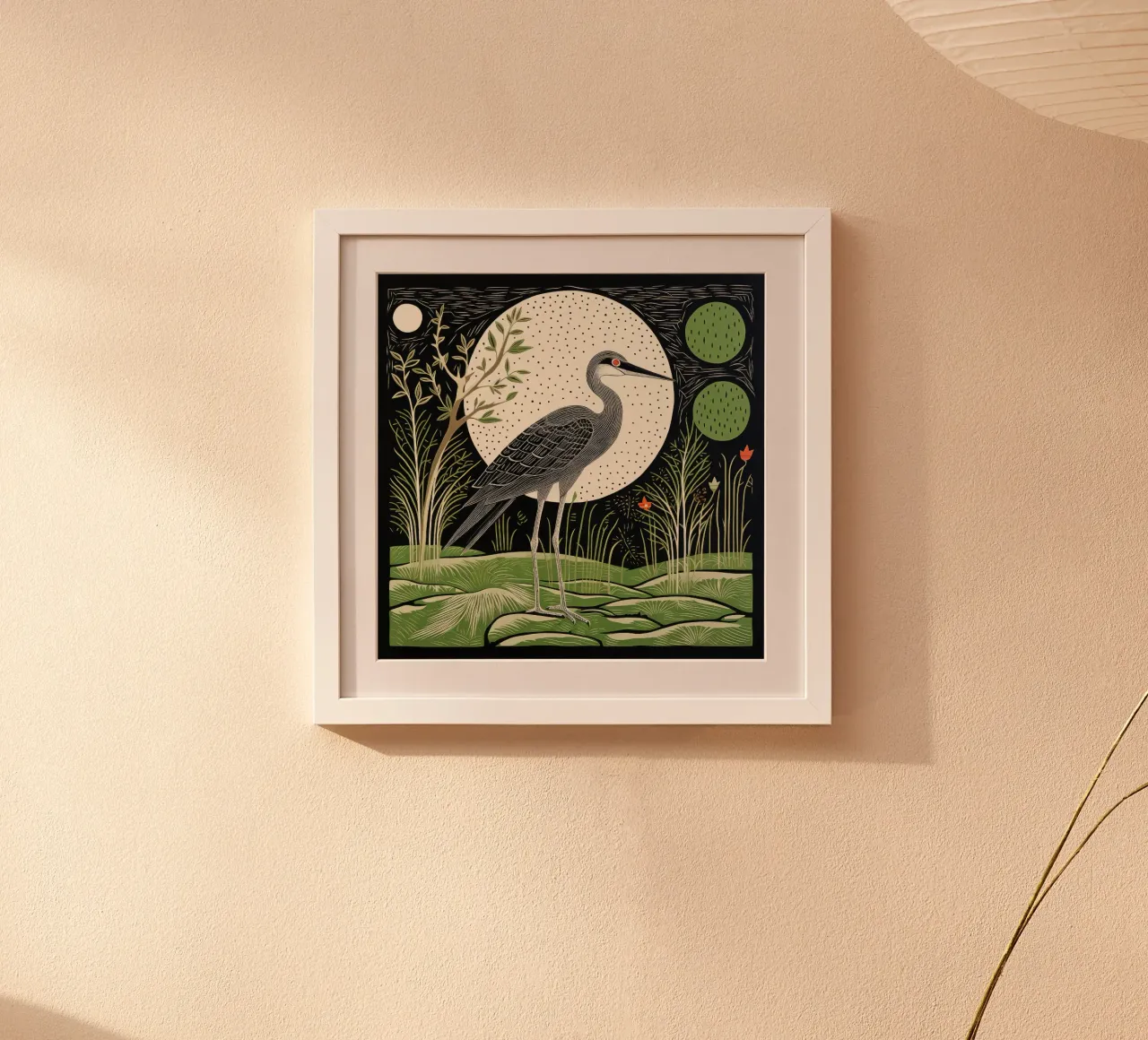 Airone Verde 3 poster con telaio in plastica da Minimal Animal Art