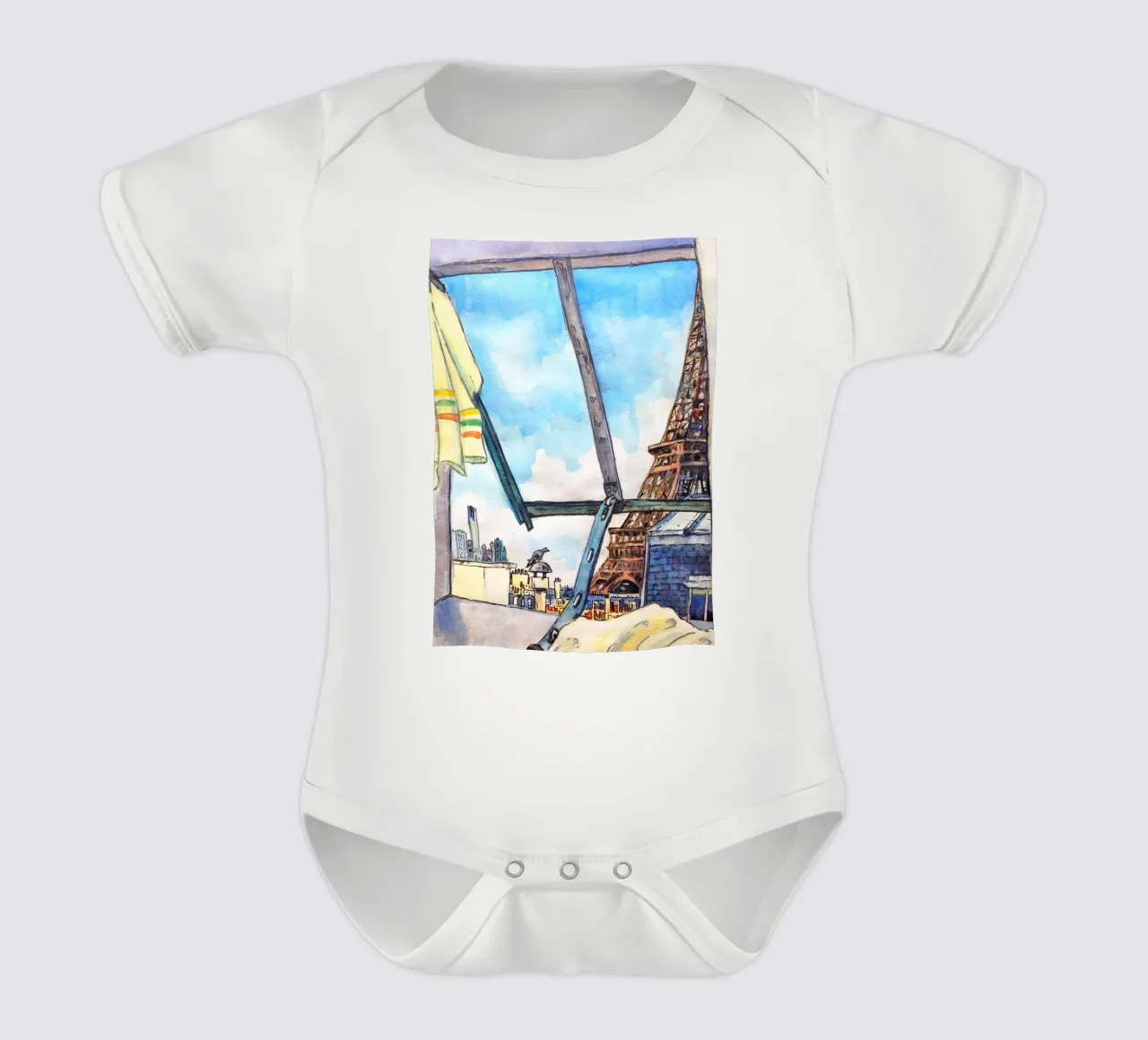 Blick auf den Eiffelturm Kurzarm Babybody von C.WILL