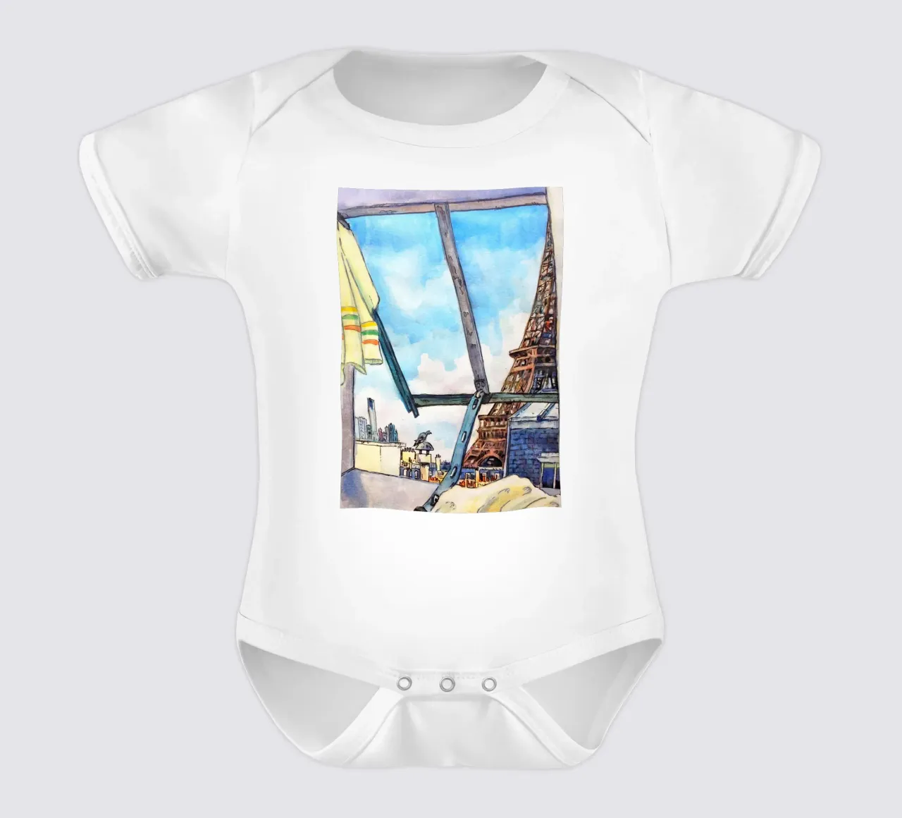 Vista sulla Torre Eiffel body neonato maniche corte da C.WILL
