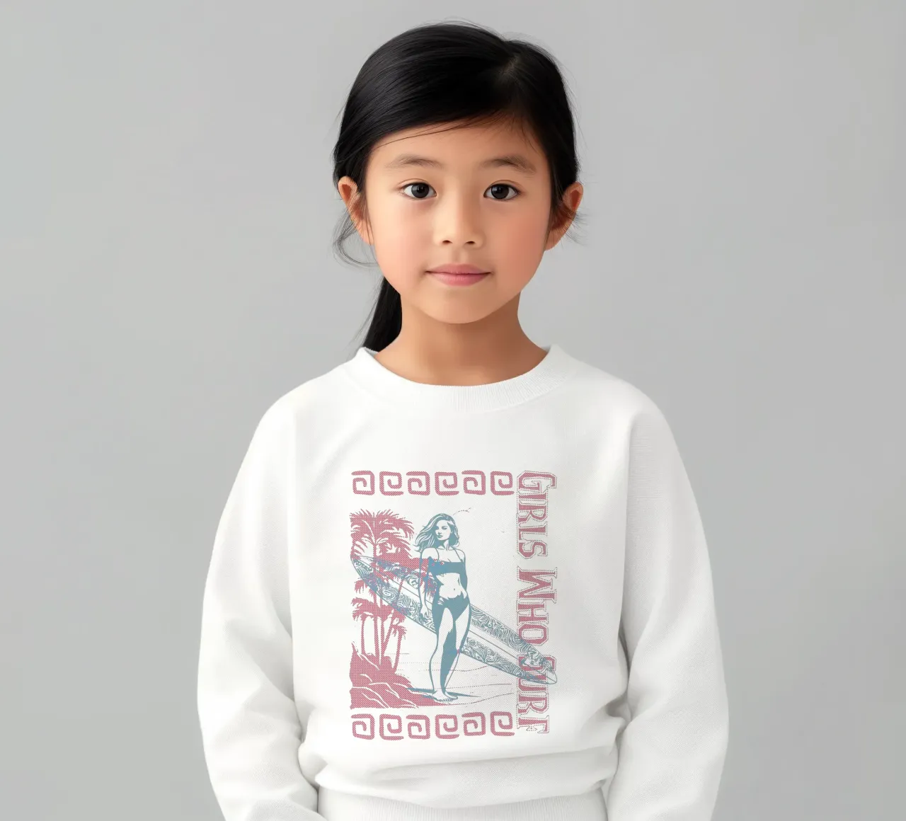 Ragazza che fa surf in spiaggia felpa bambino da Gunawan Rb