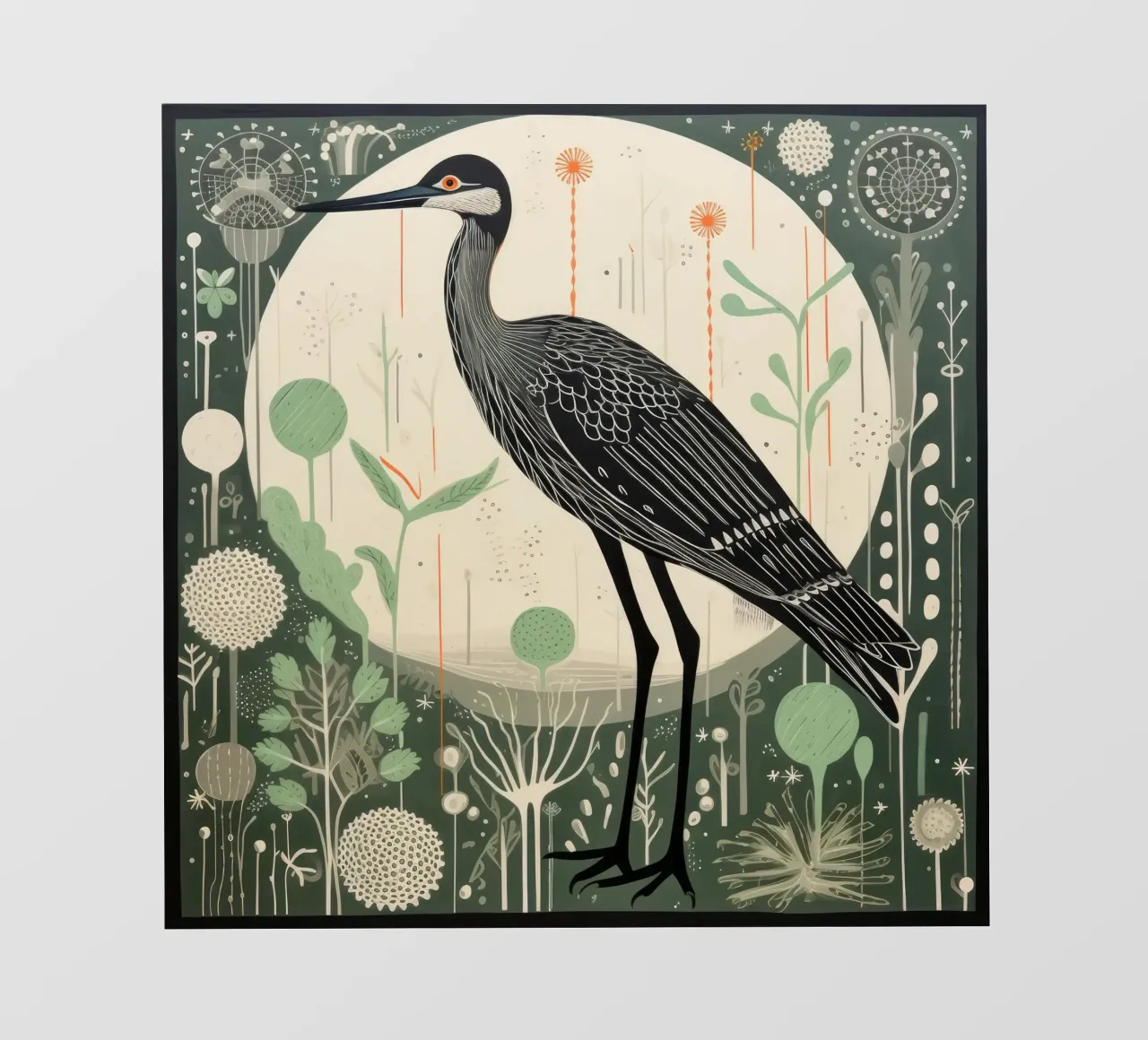Airone Verde 4 telo in pvc da Minimal Animal Art