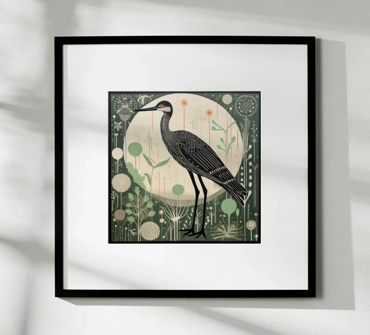 Airone Verde 4 poster con telaio in alluminio da Minimal Animal Art
