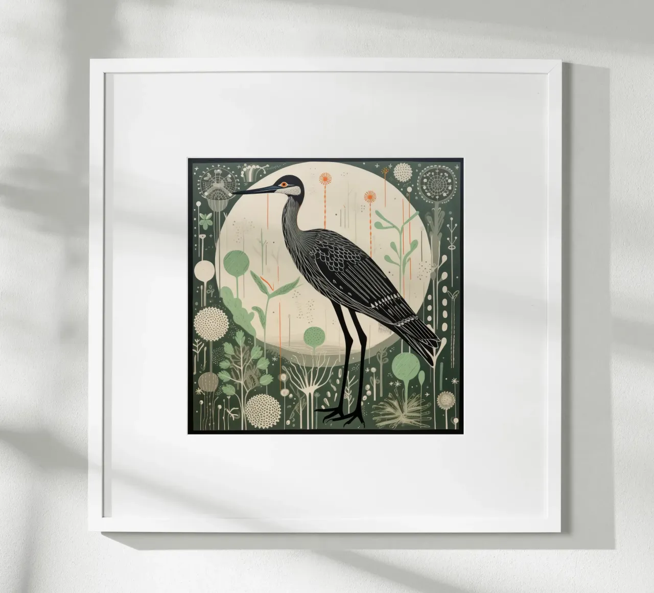 Airone Verde 4 poster con telaio in alluminio da Minimal Animal Art