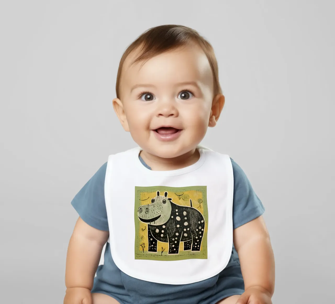 Ippopotamo verde bavaglino da Minimal Animal Art