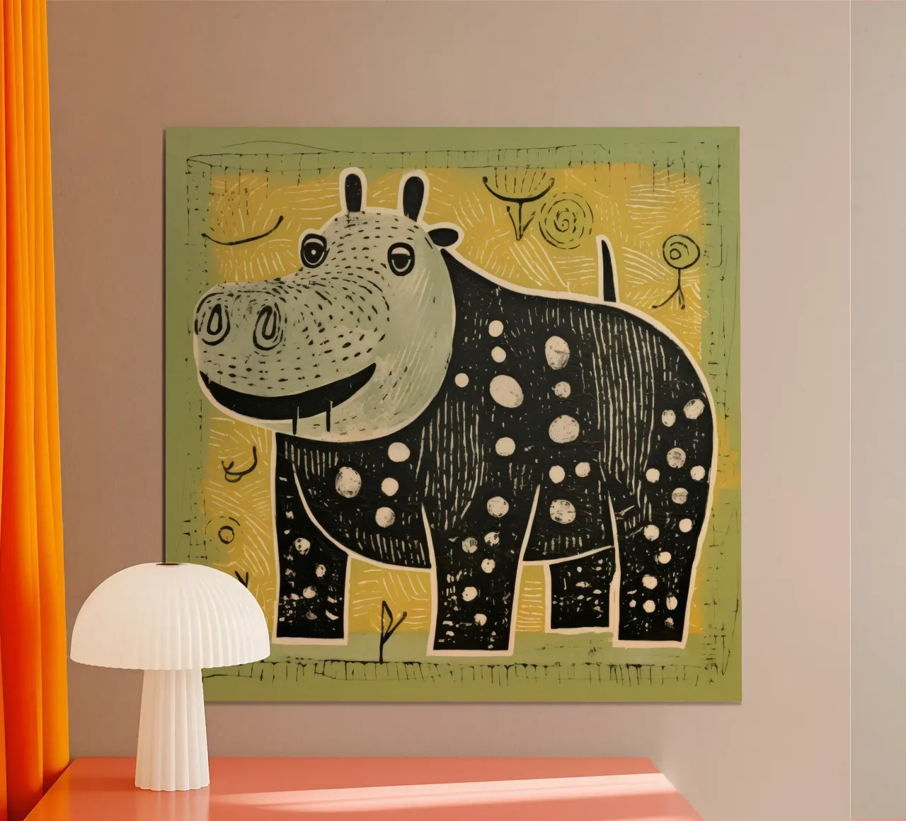 Green Hippopotamus poster by Minimal Animal Art