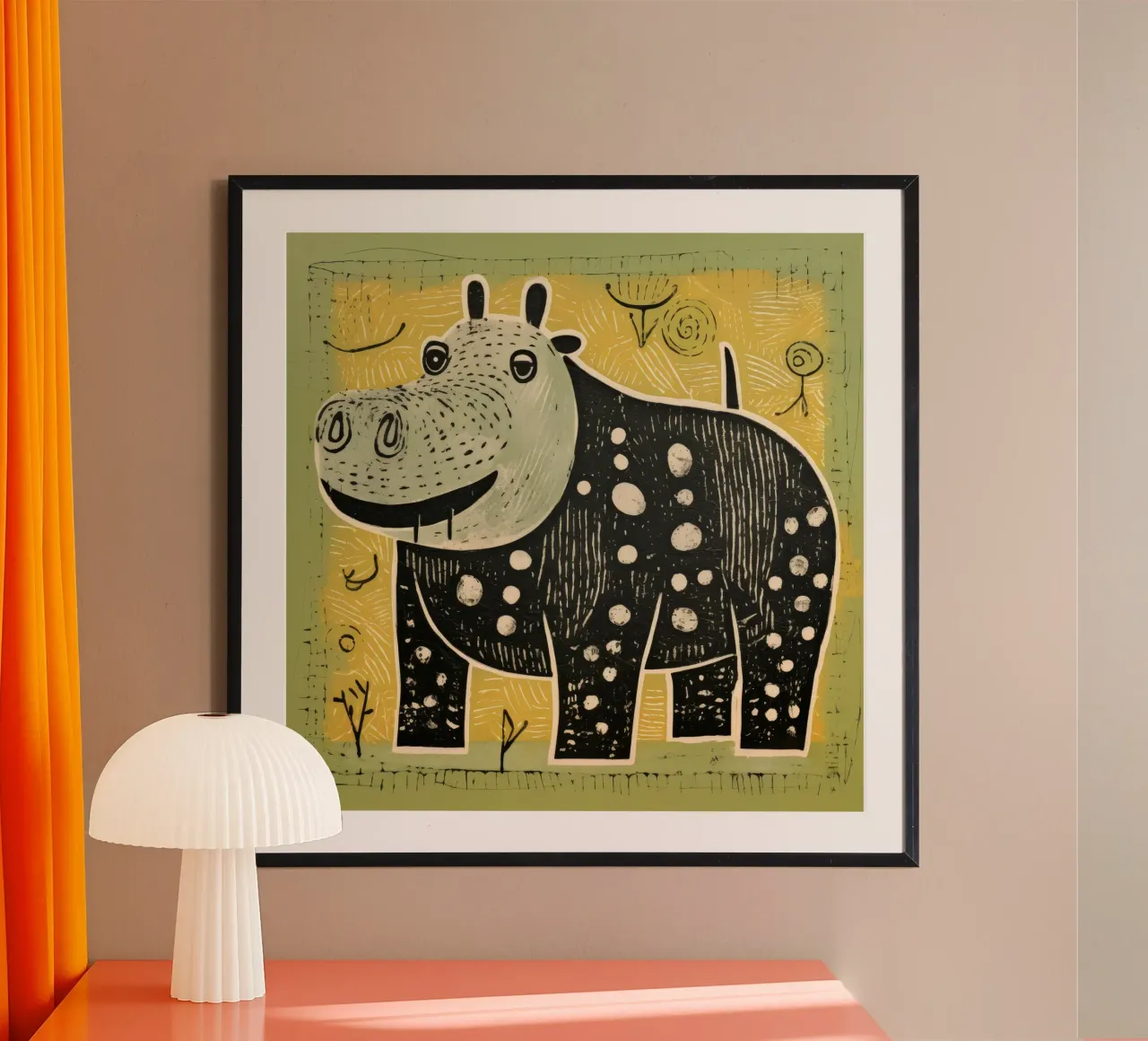 Green Hippopotamus poster by Minimal Animal Art