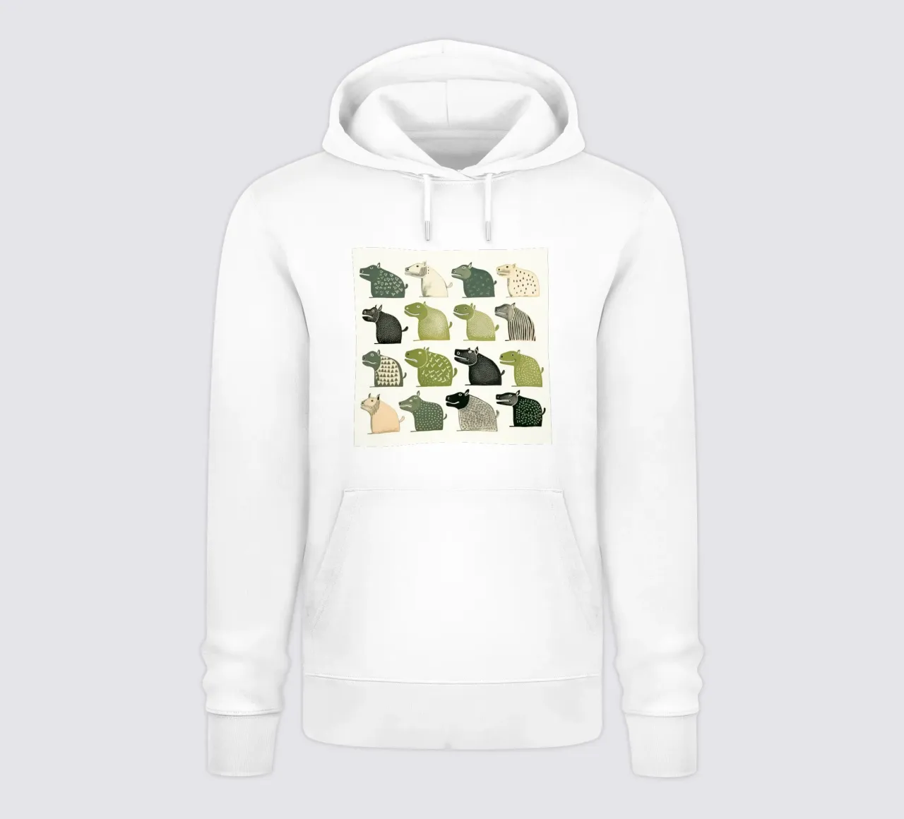 Ippopotami verdi felpa con cappuccio da Minimal Animal Art