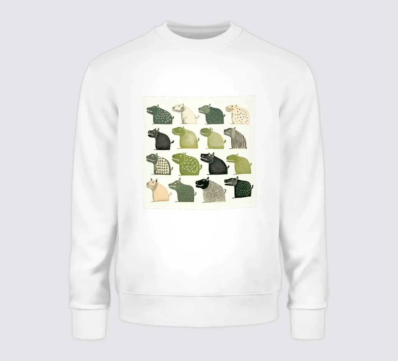 Ippopotami verdi felpa da Minimal Animal Art