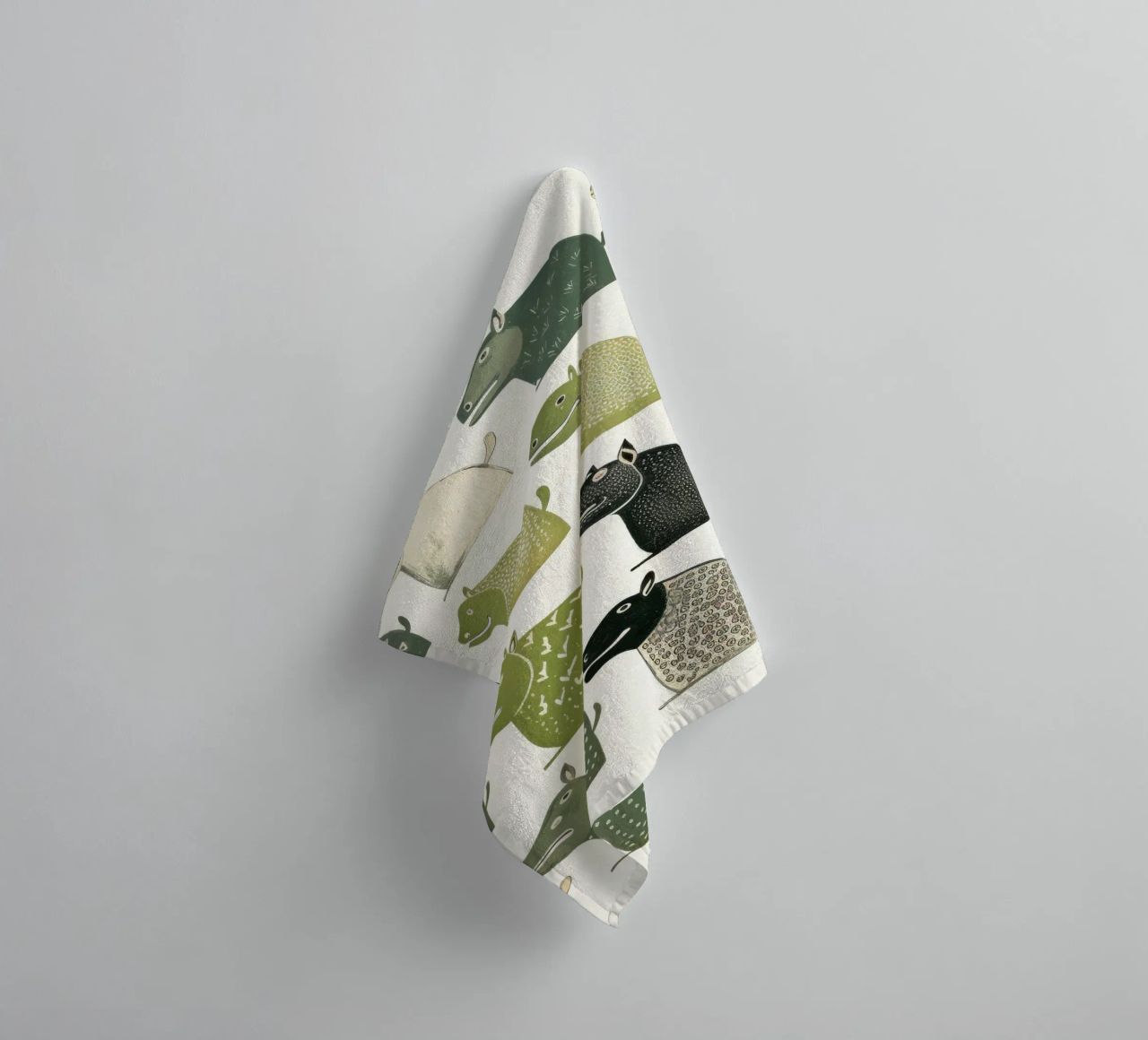 Hippopotame vert 3 serviette de bain de Minimal Animal Art
