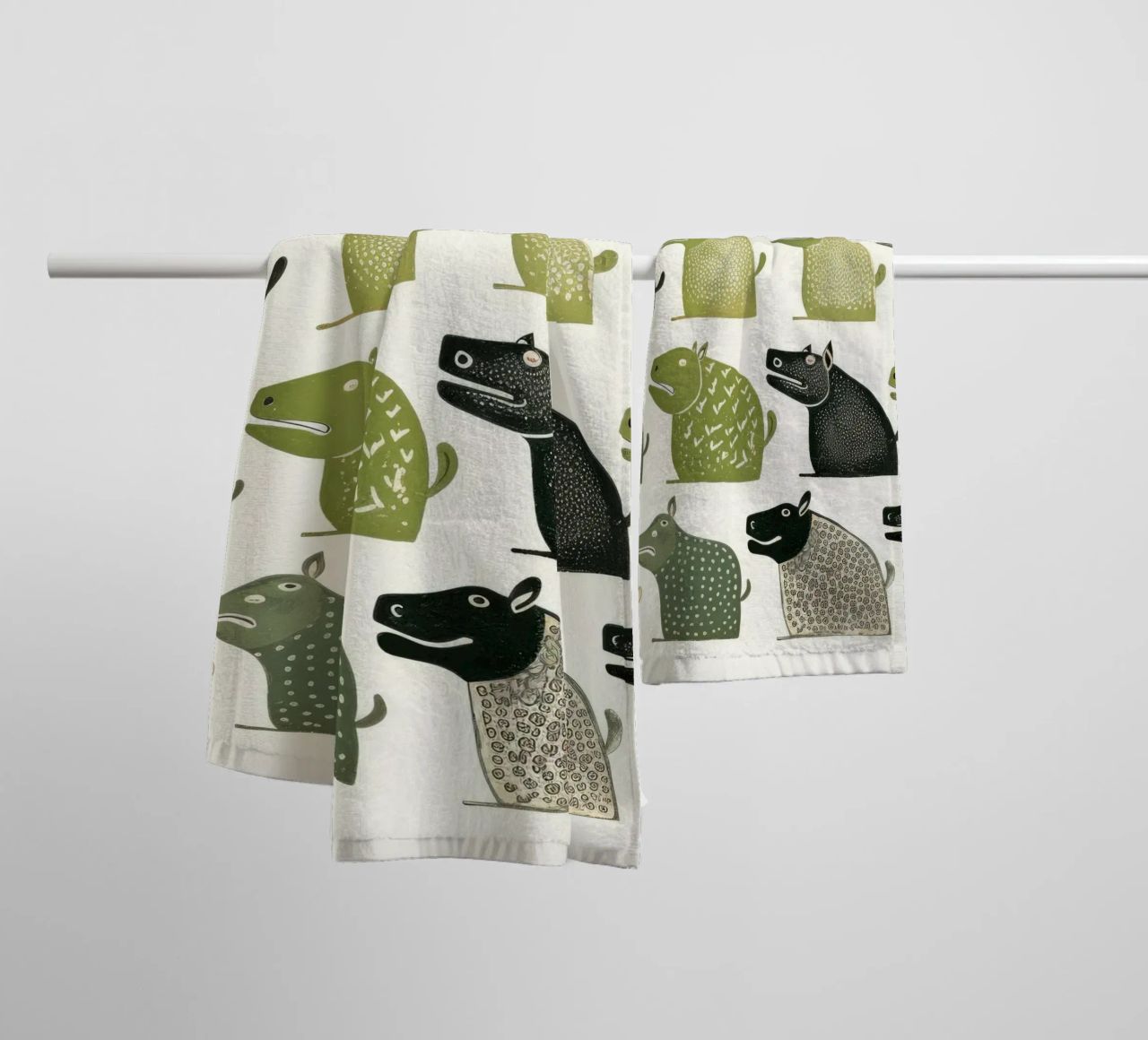 Hippopotame vert 3 serviette de bain de Minimal Animal Art