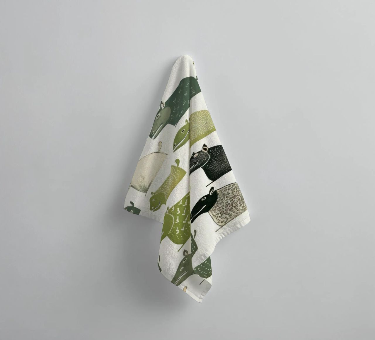 Hippopotame vert 3 serviette de bain de Minimal Animal Art