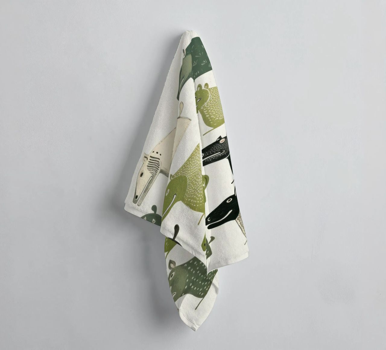 Hippopotame vert 3 serviette de bain de Minimal Animal Art