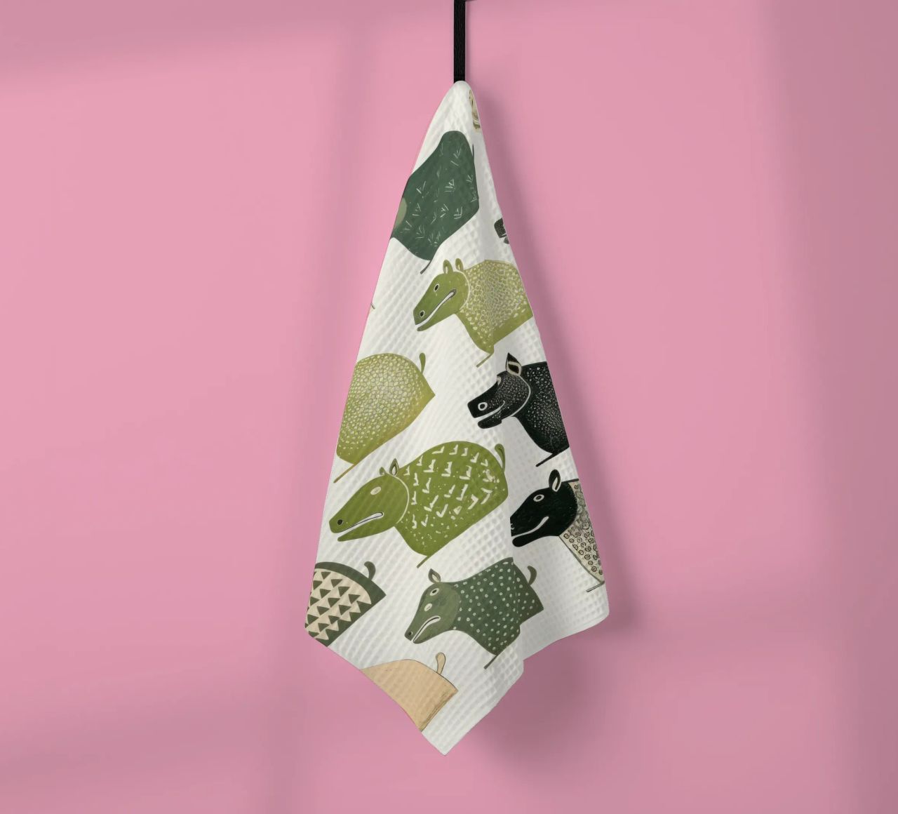 Hippopotame vert 3 torchon de Minimal Animal Art