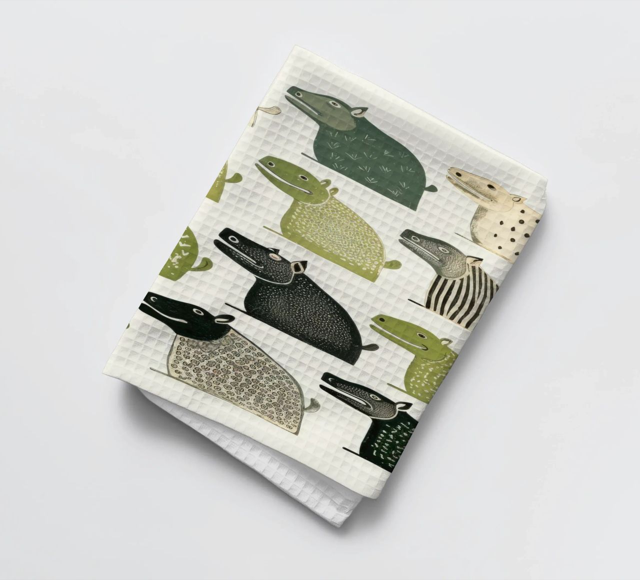 Hippopotame vert 3 torchon de Minimal Animal Art