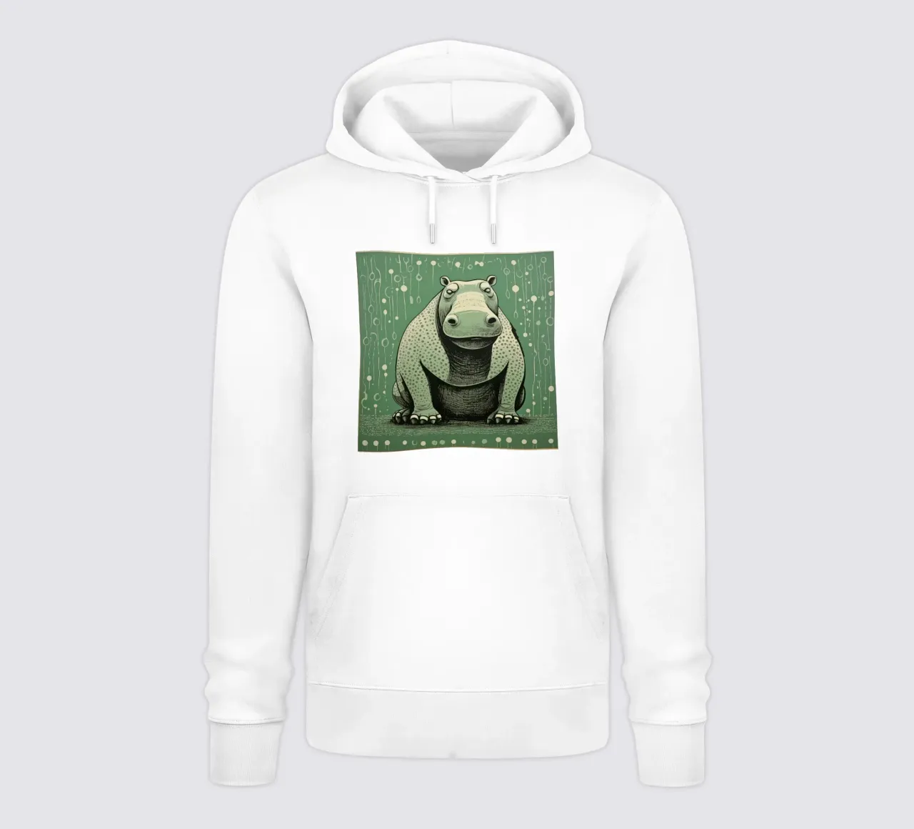 Ippopotamo verde 4 felpa con cappuccio da Minimal Animal Art