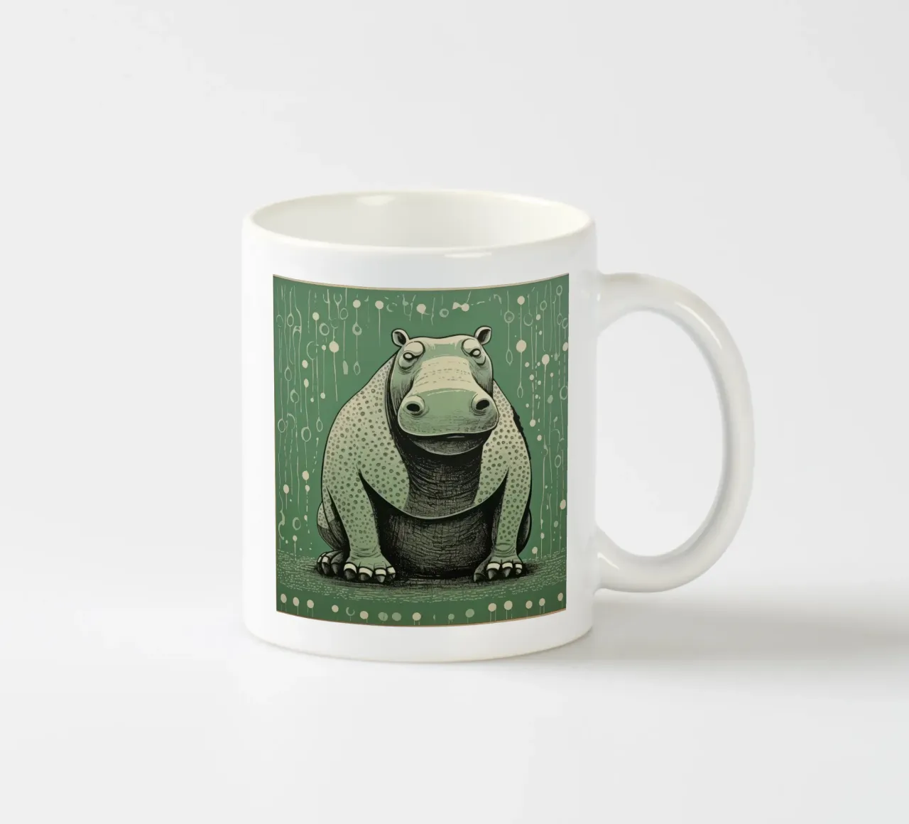Ippopotamo verde 4 tazza in ceramica da Minimal Animal Art