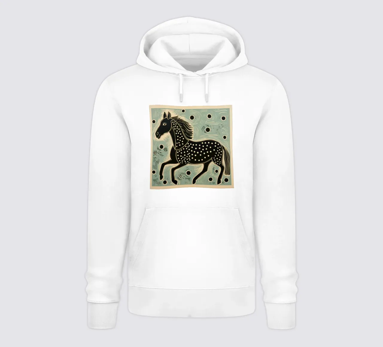 Cavallo verde 1 felpa con cappuccio da Minimal Animal Art