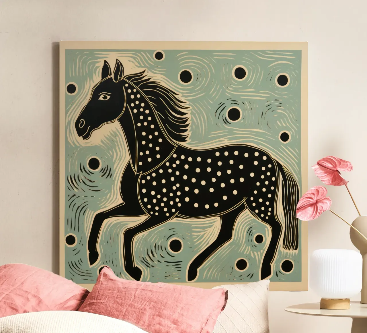 Green Horse 1 canvas by Minimal Animal Art