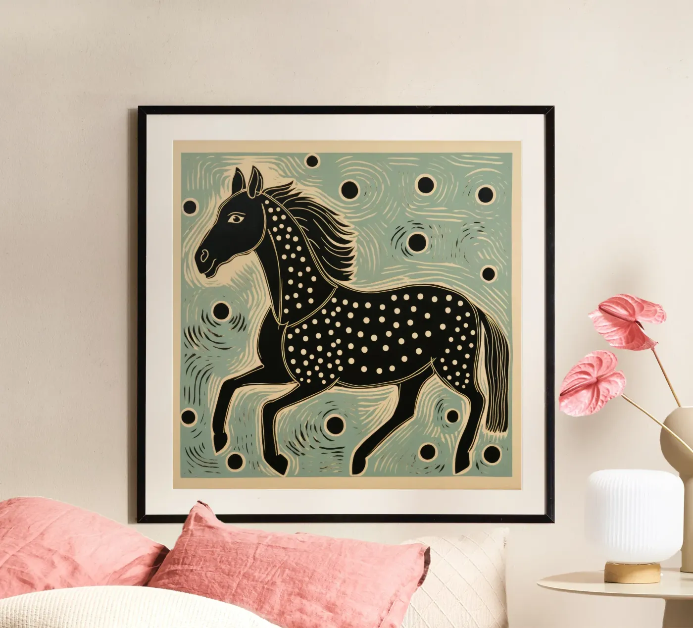 Cavallo verde poster da Minimal Animal Art