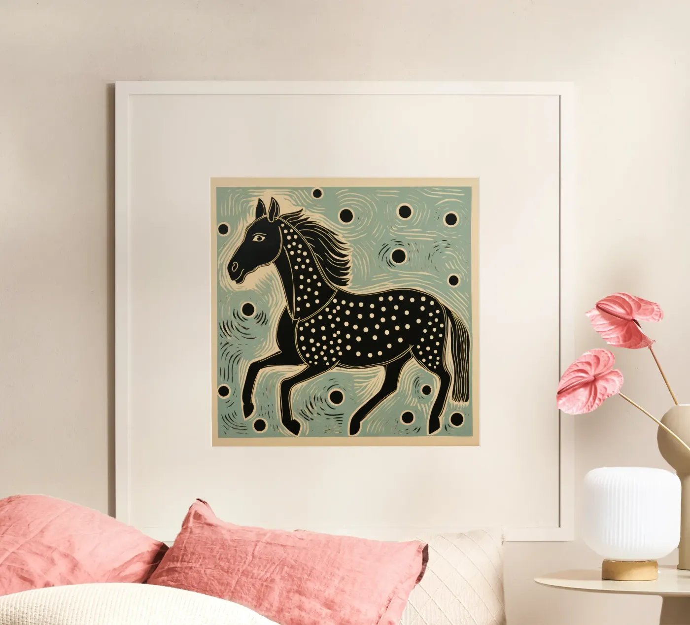 Cavallo verde poster da Minimal Animal Art