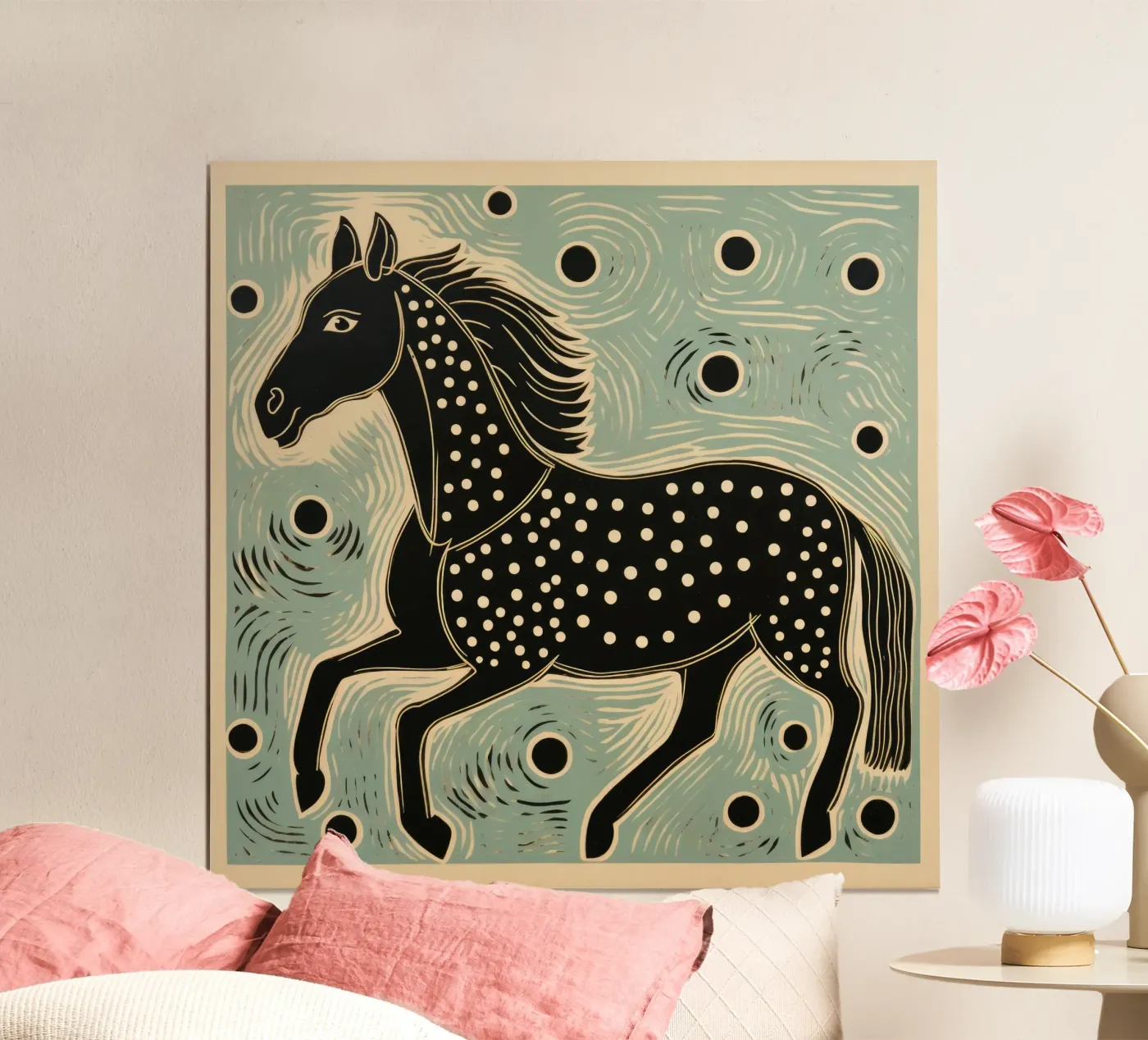 Cavallo verde poster da Minimal Animal Art