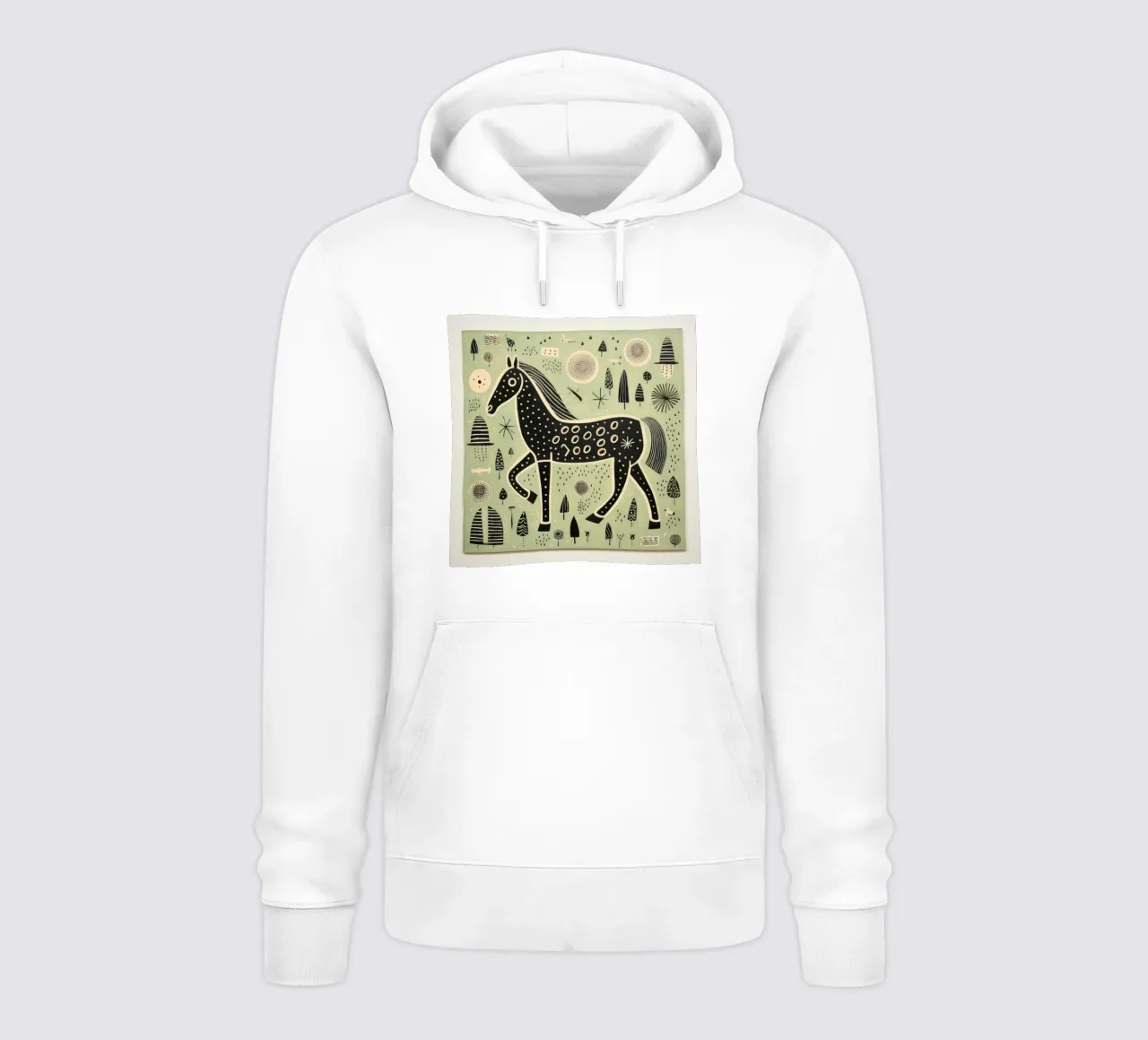 Cavallo Verde 3 felpa con cappuccio da Minimal Animal Art