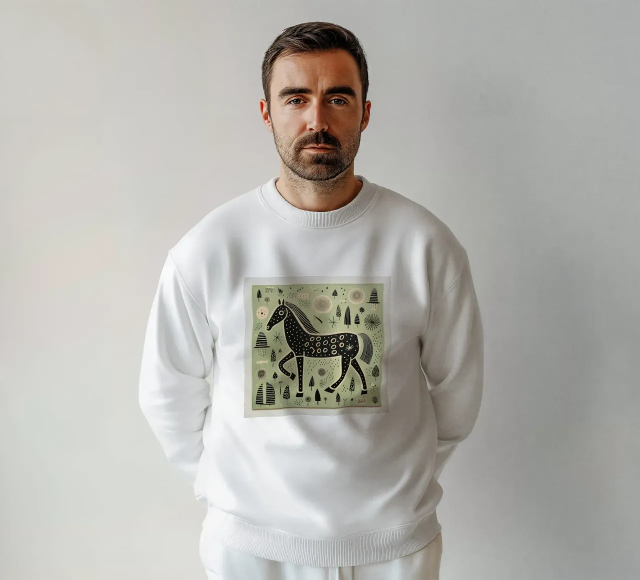 Cavallo Verde 3 felpa da Minimal Animal Art