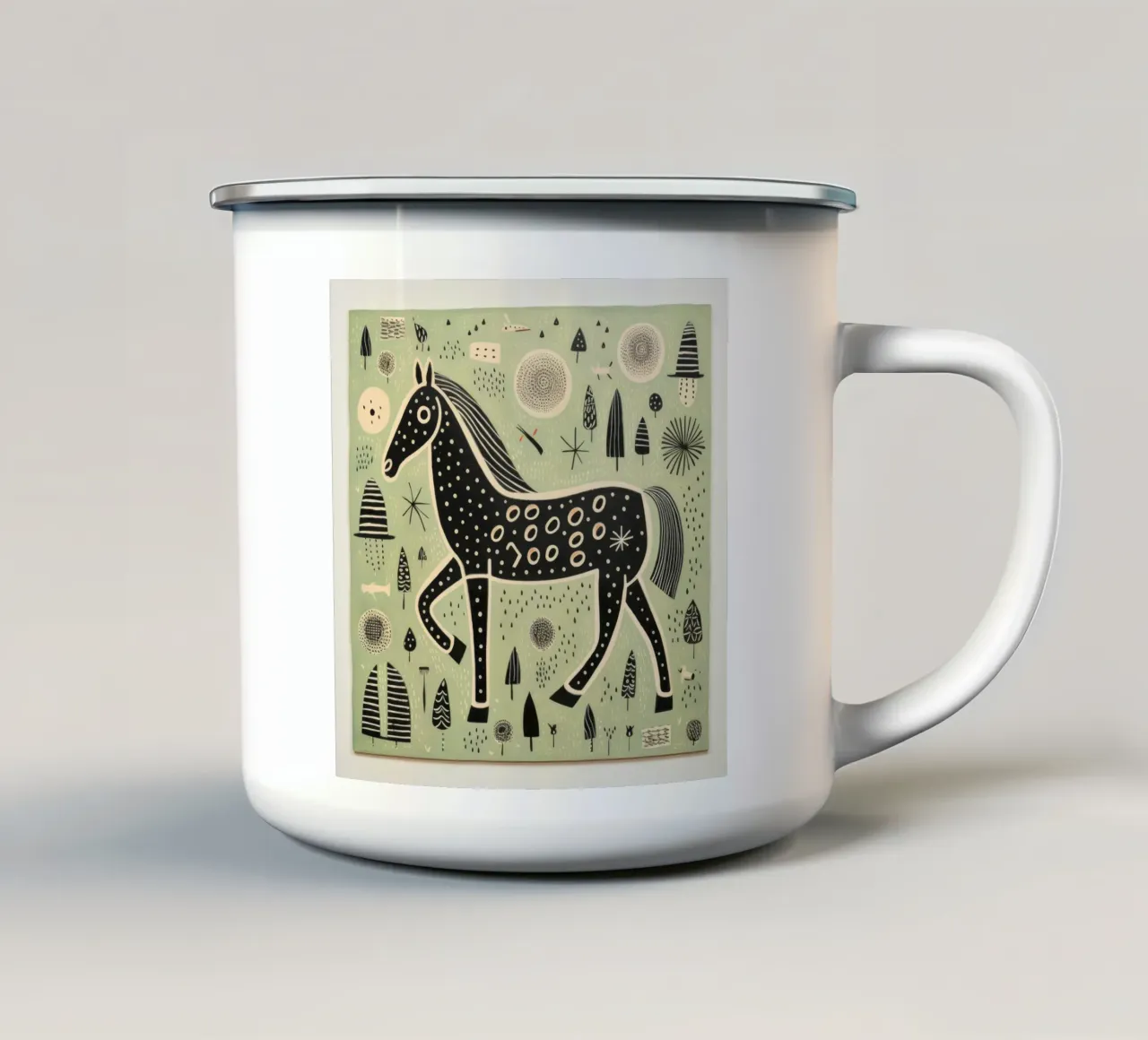 Cavallo Verde 3 tazza in smalto da Minimal Animal Art