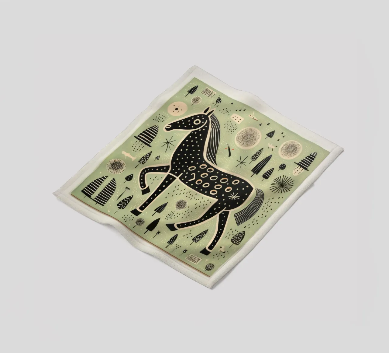 Green Horse 3 fleece blanket by Minimal Animal Art