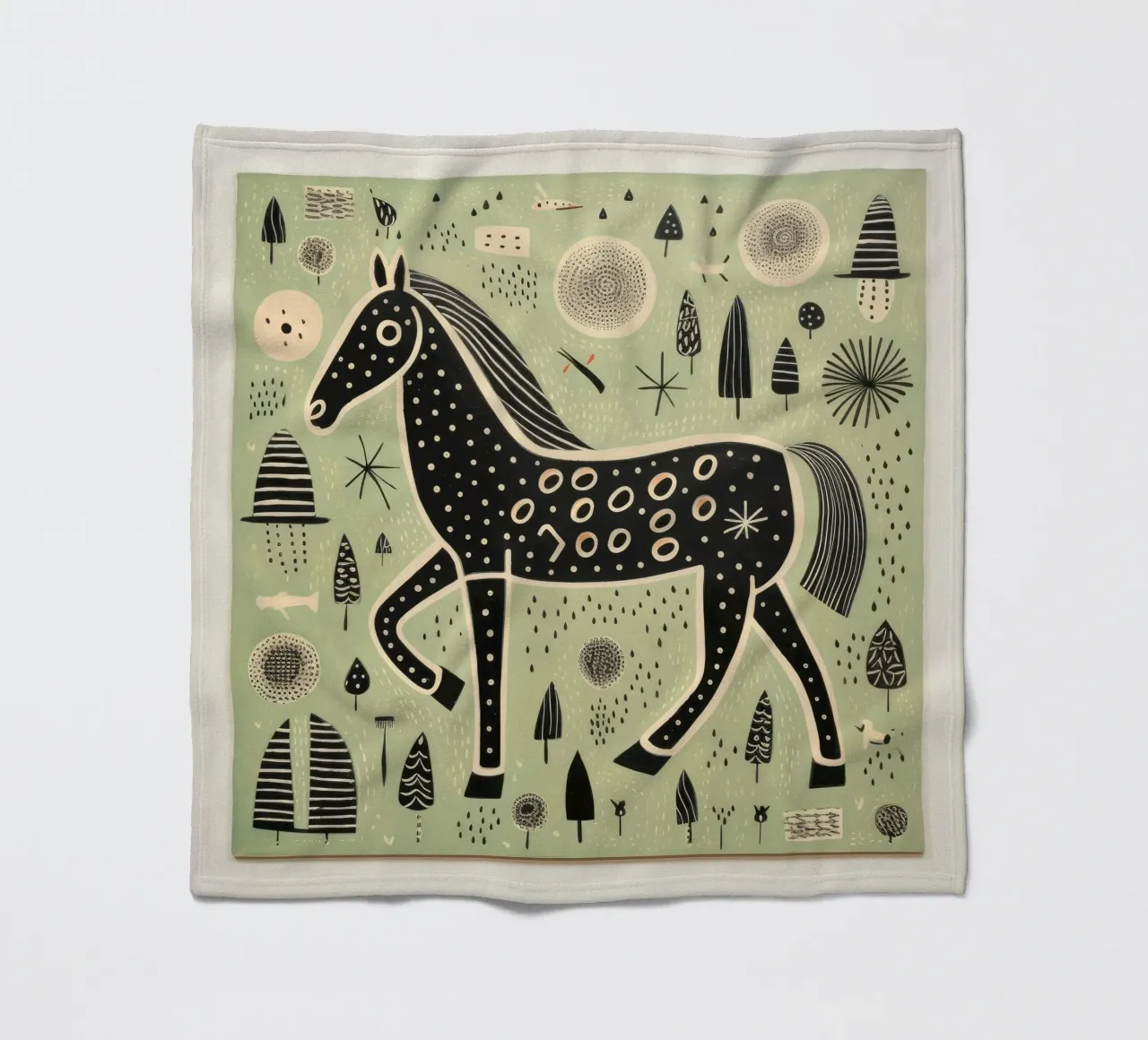Green Horse 3 fleece blanket by Minimal Animal Art