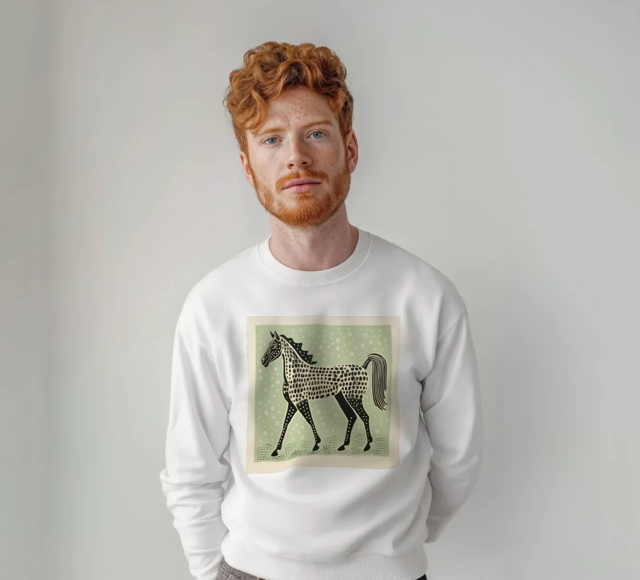 Cavallo Verde 4 felpa da Minimal Animal Art