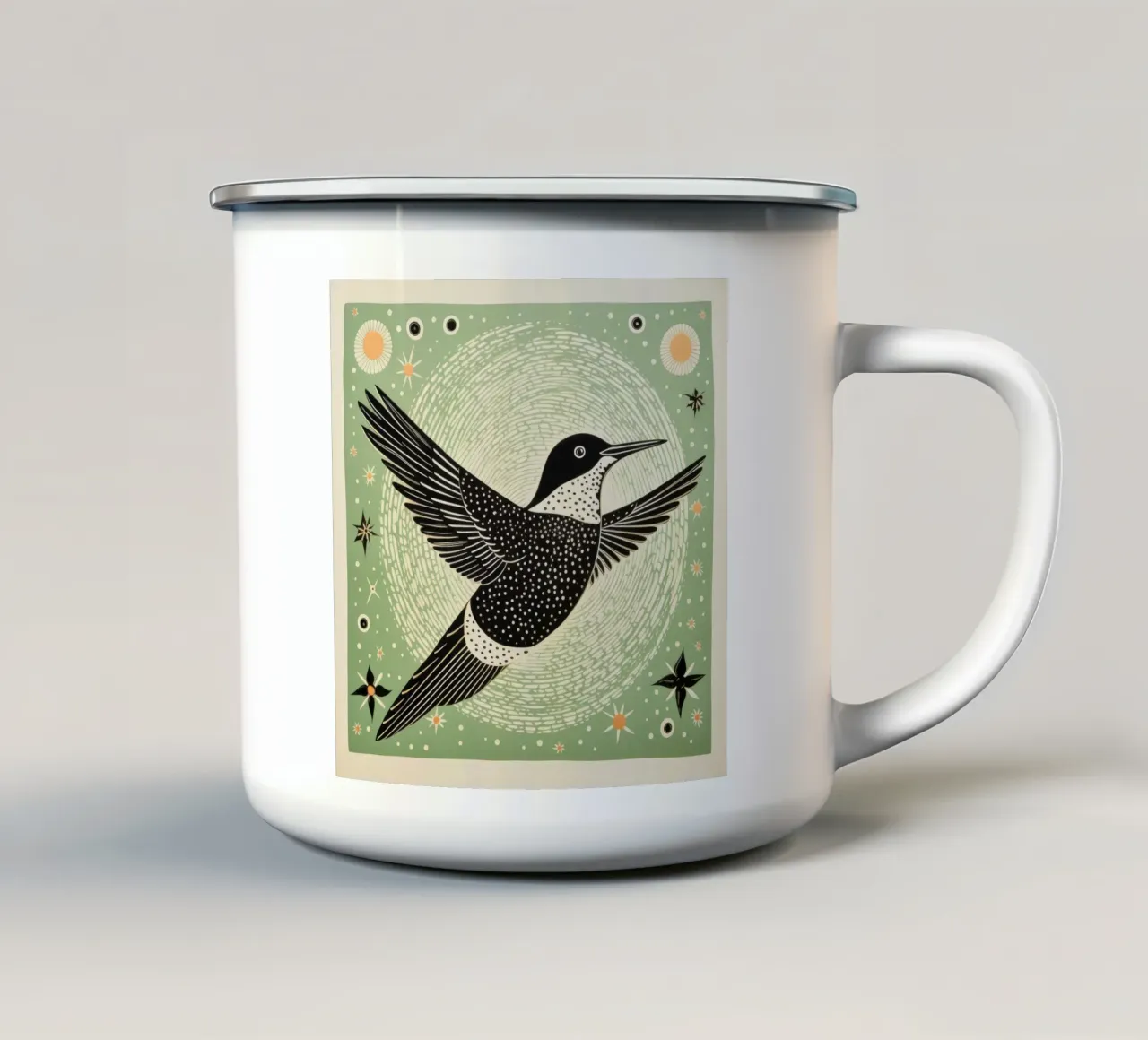 Colibrì verde 2 tazza in smalto da Minimal Animal Art