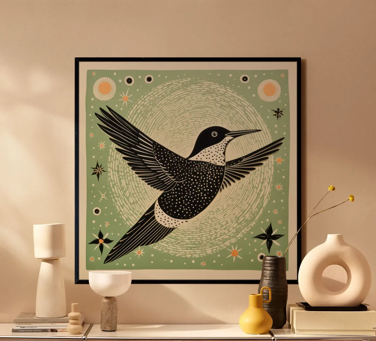 Colibrì verde 2 poster con telaio in alluminio da Minimal Animal Art