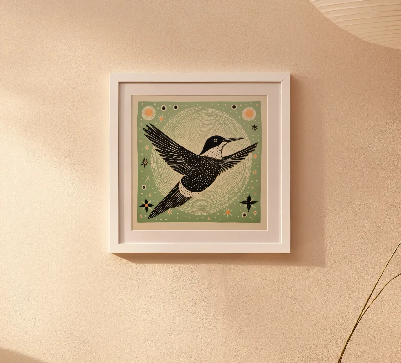 Colibrì verde 2 poster con telaio in alluminio da Minimal Animal Art