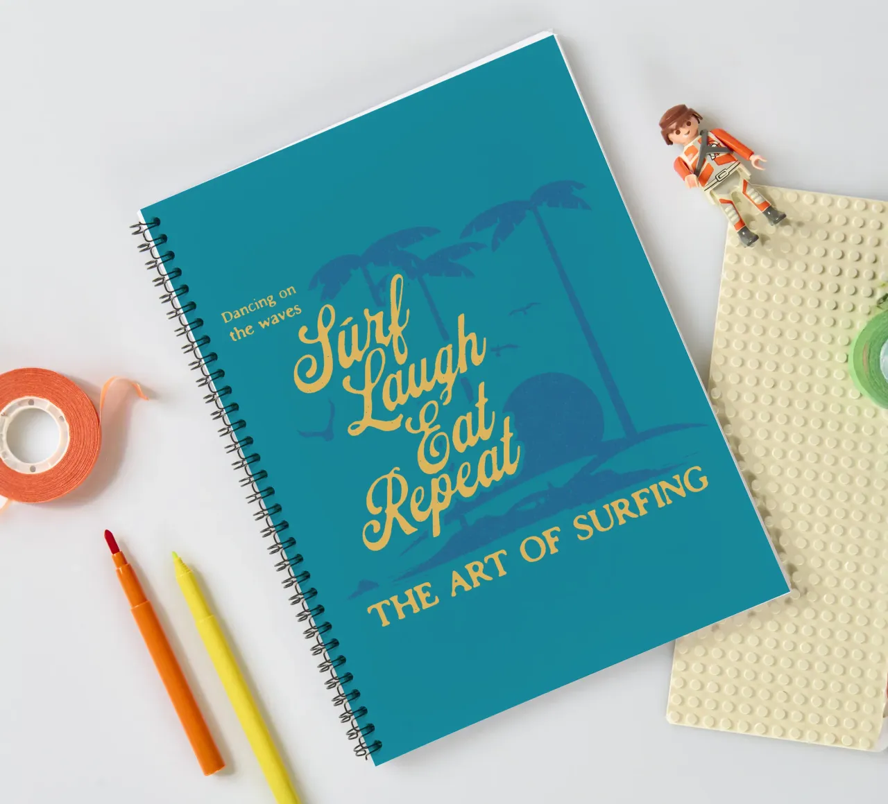 Surf Laugh Eat Repeat spiral notebook by Gunawan Rb