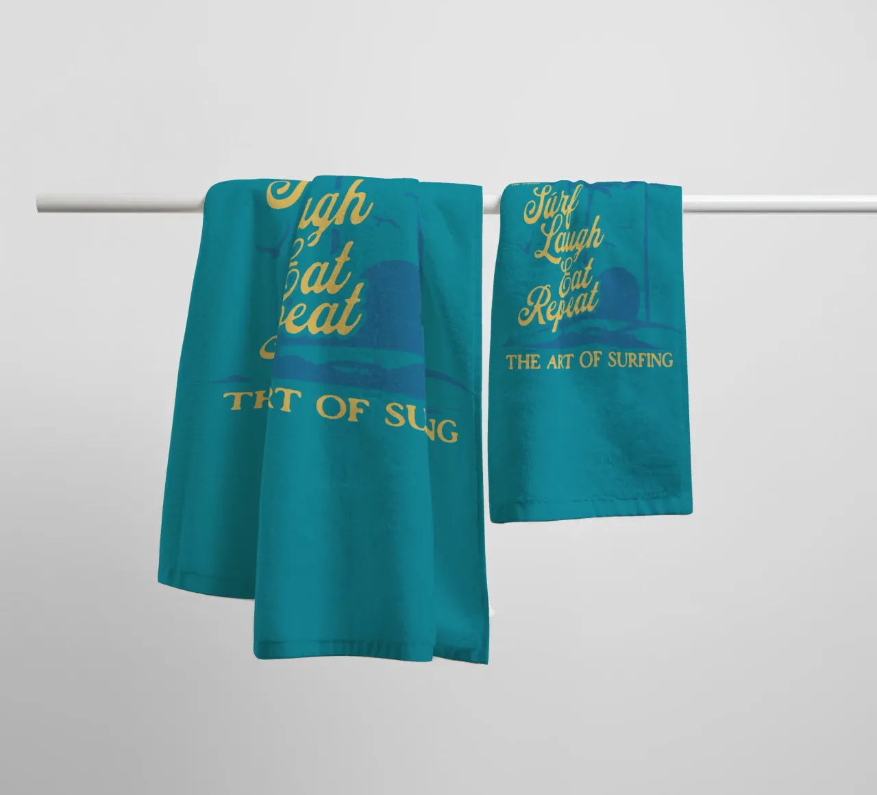 Surf Laugh Eat Repeat asciugamano da bagno da Gunawan Rb