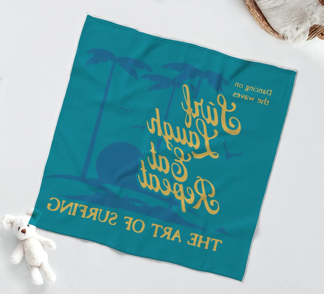 Surf Laugh Eat Repeat fleece blanket by Gunawan Rb