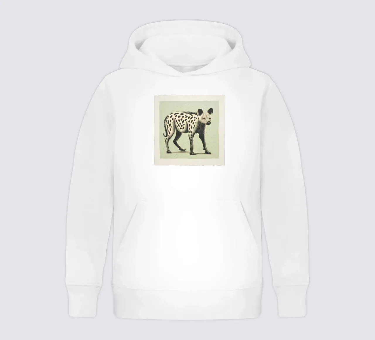 Green Hyena 1 kids hoodie by Minimal Animal Art