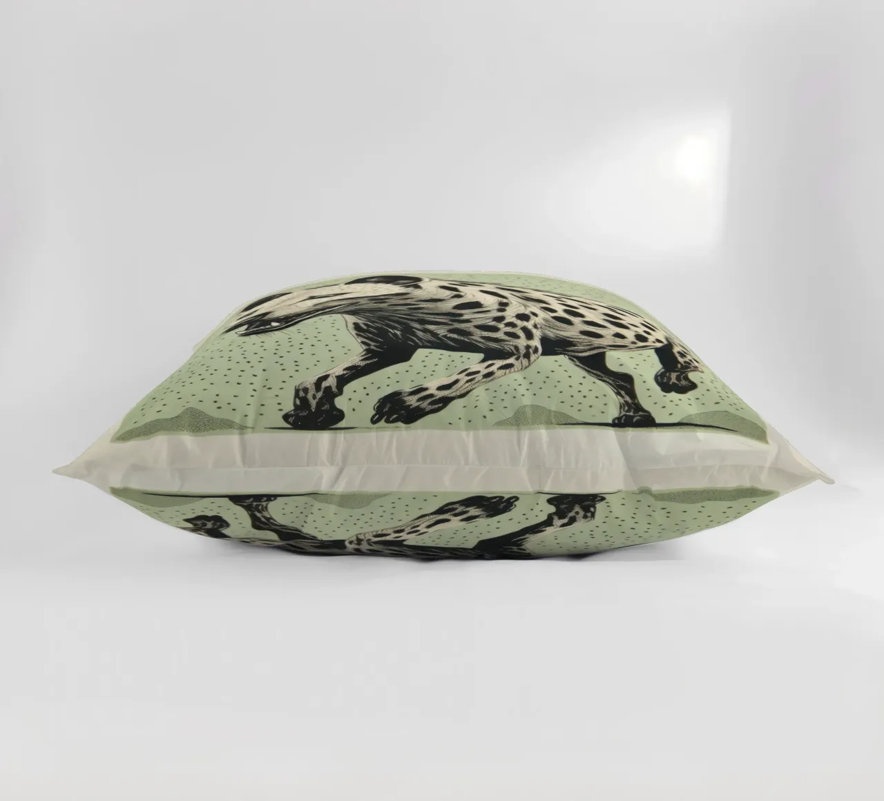 Green Hyena 2 decorative cushion by Minimal Animal Art